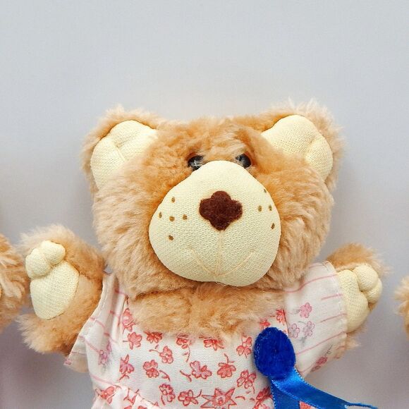 Furskin Bear Plush Stuffed Wendy's Toy 1986 7 Inch Appalachian Artwork Lot/3 - Picture 5 of 8